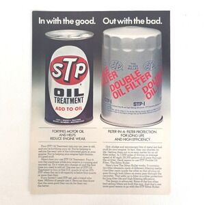 Vintage STP Oil Treatment Print Ad Garage Wall Decor Advertising Promo Art 1970s